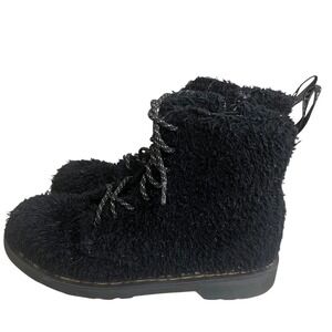 Dr Martens Pascal Furry Fleece Black Combat Boots Women‎ US 5 / men 4/UK 3 4